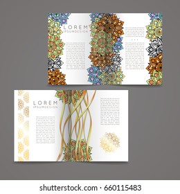 Set of vector design templates. Business card with floral circle ornament. Mandala style.