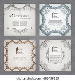 Set of vector design templates. Business card with floral circle ornament. Mandala style.