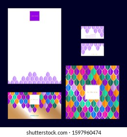 Set of vector design templates for cover, card, invitation. Modern colored abstract design for corporate identity. 