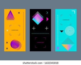 Set of vector design templates for cover, card, invitation, poster. Modern abstract design. Simple geometric shapes on a color backgrounds.