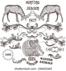 Set of vector detailed animals for design
