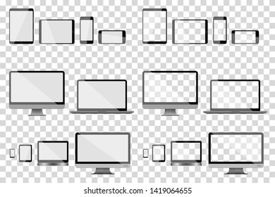 Set of vector devices: phone, smartphone, notebook, ipad, pc, computer, navigator