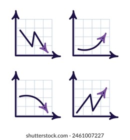 A set of vector diagrams and graphs. Infographics with color schemes and graphs.