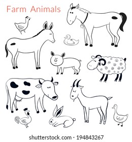 Set Vector Different Farm Animals Cartoon Stock Vector (Royalty Free ...