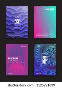 Set of Vector Different Style Brochure Cover Flyer Book Booklet Banner Broadsheet Magazine Poster Placard Presentation Design Templates Mockup. Collection of Geometrical Abstract Tech Backgrounds