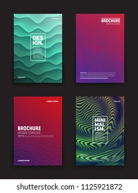 Set of Vector Different Style Brochure Cover Flyer Book Booklet Banner Broadsheet Magazine Poster Placard Presentation Design Templates Mockup. Collection of Geometrical Abstract Tech Backgrounds