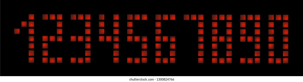 set of vector digital numbers on black background for digital board. Vector illustration 10 eps.Vector illustration 10 eps.