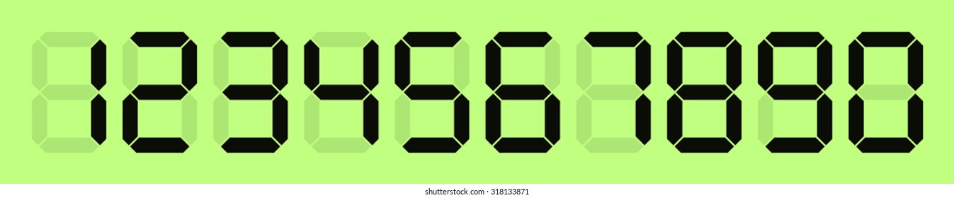 set of vector digital numbers on green background