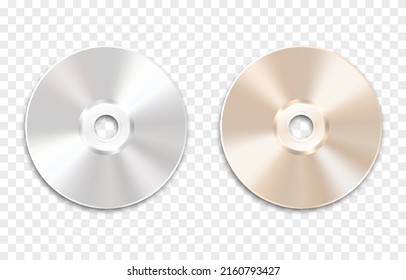 Set of vector disks on an isolated transparent background. Realistic disc png. Modern disk. CDs png.