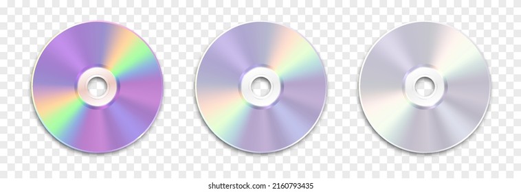 Conjunto de discos vectoriales en un fondo transparente aislado. Disco png realista. Disco moderno. CDs png.