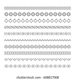 Set of vector dividers in ethnic style. Can be used for design, writing, design. Vector illustration.
