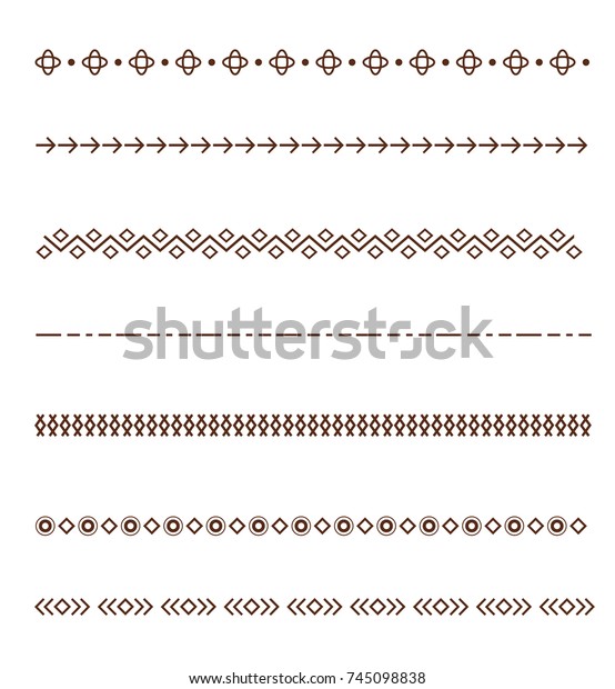 Set vector Dividers isolated on white\
background. Geometric horizontal vintage line border. Collection of\
decorative page rules. Broen dividers\
line.