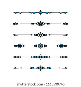 Set of the vector dividers. Outline style.
