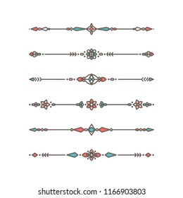 Set of the vector dividers. Outline style.