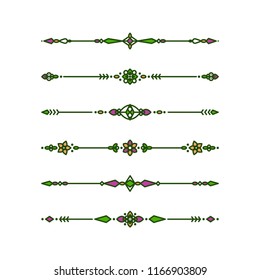 Set of the vector dividers. Outline style.
