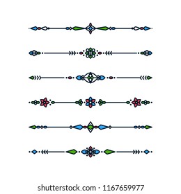 Set of the vector dividers. Outline style.