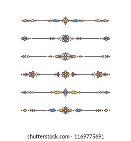 Set of the vector dividers. Outline style.