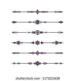 Set of the vector dividers. Outline style.