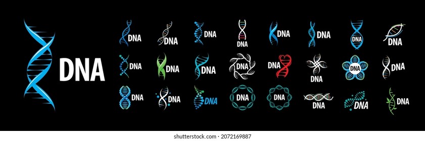 A set of vector DNA logos on a black background