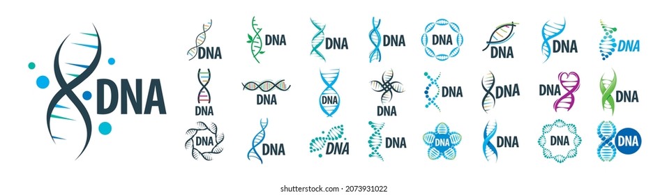 A set of vector DNA logos on a white background