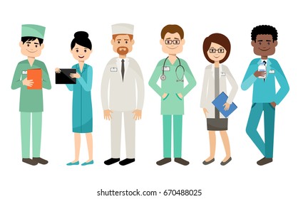Set of vector doctors, medical team