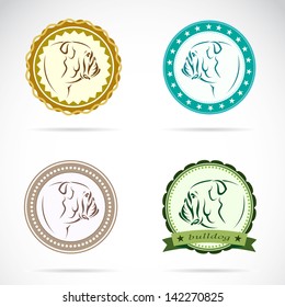 Set of vector dog (bulldog) label on white background