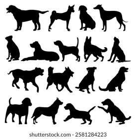 set of vector dog silhouette