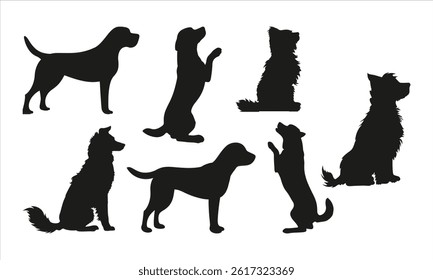 Set of vector dog silhouettes 