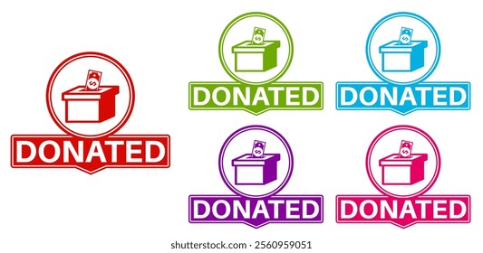 set vector donation icon. donated information labels template banner design vector illustration