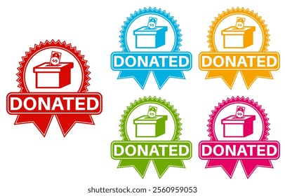 set vector donation icon. donated information labels template banner design vector illustration