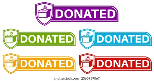 set vector donation icon. donated information labels template banner design vector illustration