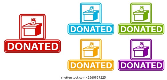 set vector donation icon. donated information labels template banner design vector illustration