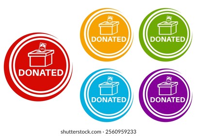 set vector donation icon. donated information labels template banner design vector illustration