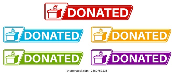 set vector donation icon. donated information labels template banner design vector illustration