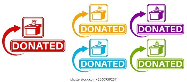 set vector donation icon. donated information labels template banner design vector illustration