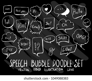 Set of vector doodle drawing Collection Bubble on black background