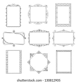 Set of vector doodle frames. Can be used for decoration of photos, scrapbooking, web project, template for invitations, etc.