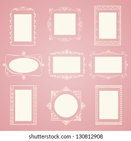 Set of vector doodle frames. Can be used for decoration of photos, scrapbooking, web project, template for invitations, etc.