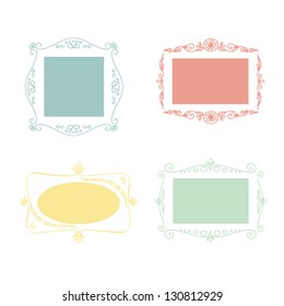 Set of vector doodle frames. Can be used for decoration of photos, scrapbooking, web project, template for invitations, etc.