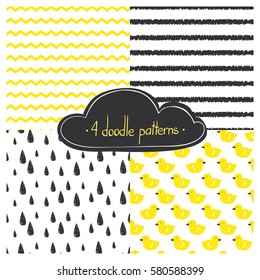 Set of vector doodle patterns. Simple drawings. Eps 10