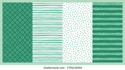 Set of vector doodle repeat pattern with hand drawn textures. For fabric, wallpaper, scrapbooking, card, invitations or wrapping.