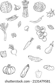 Set of vector doodles vegetables