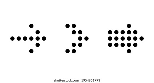 Set of Vector Dotted Arrows Isolated on White Background