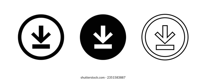 set of vector of download icons and downloading vector download icon black and white 