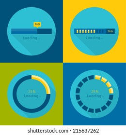 Set of vector downloaders. progress bar and loading icon. 