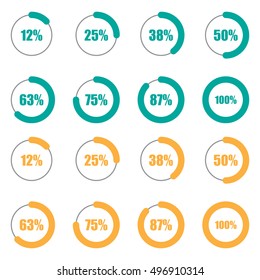 Set of vector downloaders. progress bar and loading icon. ui preloader web elements. Percent loading segments. Vector loading percentage
