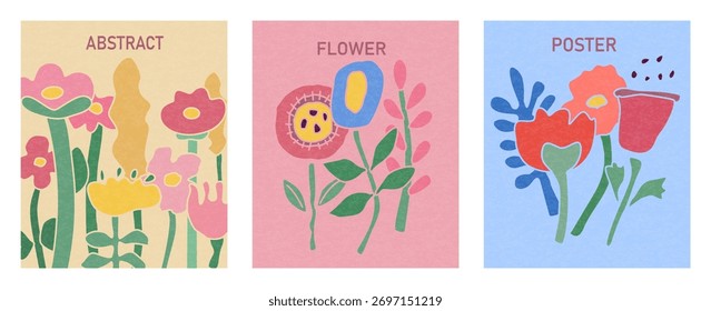A set of vector drawings. Abstract flower and leaf designs for printing, wallpaper, cliparts, and wall art for home decor.