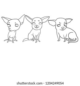 Set of vector drawings, funny dogs, cartoon characters, moods and emotions