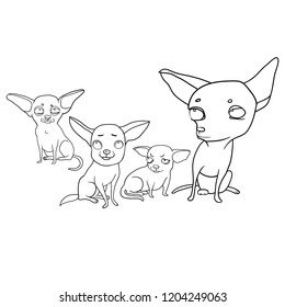 Set of vector drawings, funny dogs, cartoon characters, moods and emotions