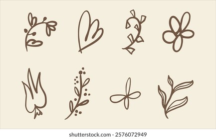 Set of vector drawings of meadow flowers. Ink drawing of wild flowers, grass. Collection of floral drawings. Artistic botanical elements. Hand-drawn icons.